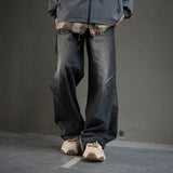 hip hop american trend retro straight leg washed denim jeans spring and autumn high street couple loose wide leg casual pants denim street jeans
