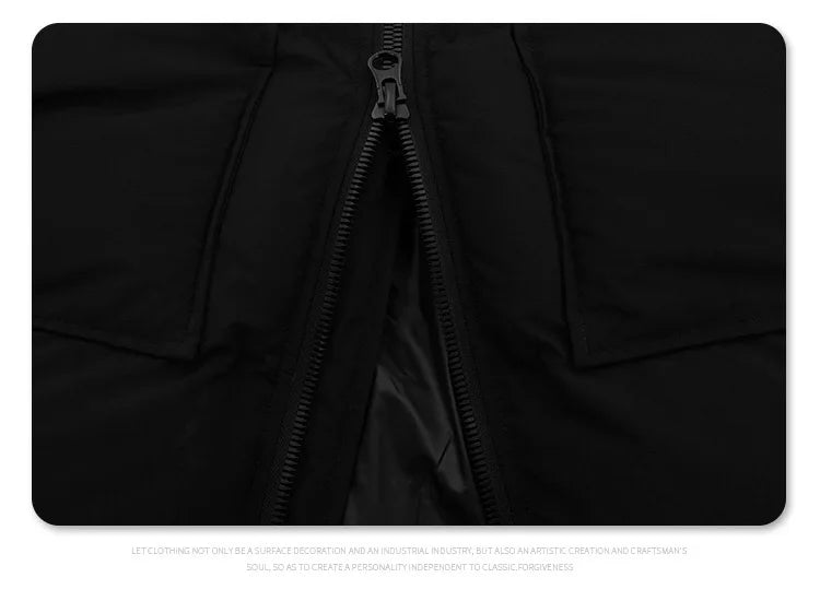 2024AW windproof warm turtleneck slant cut pocket detachable hooded cotton suit