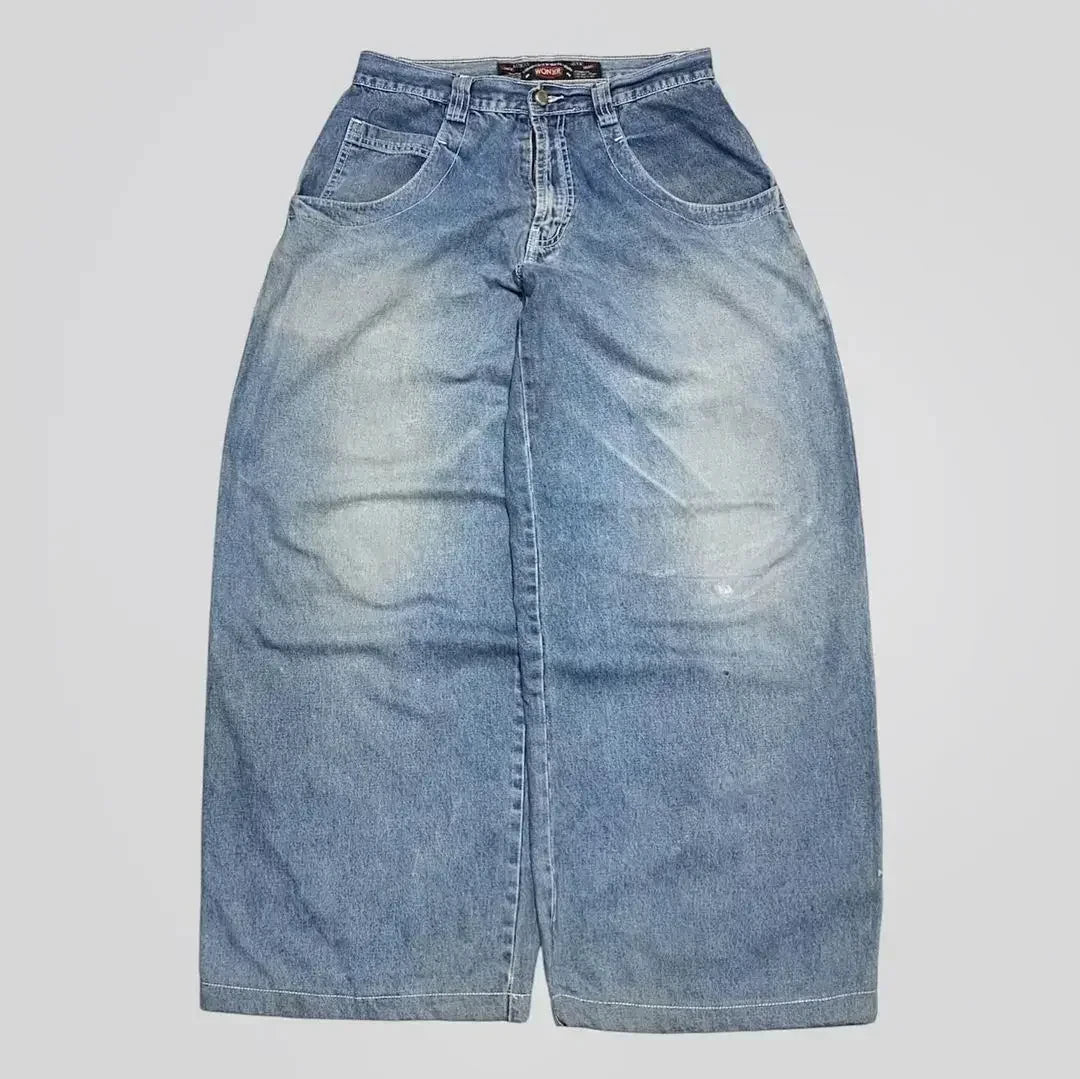 american y2k new fashion pattern embroidered spot straight jeans men street hip hop retro loose wide leg pants couple punk jeans vintage washed jeans