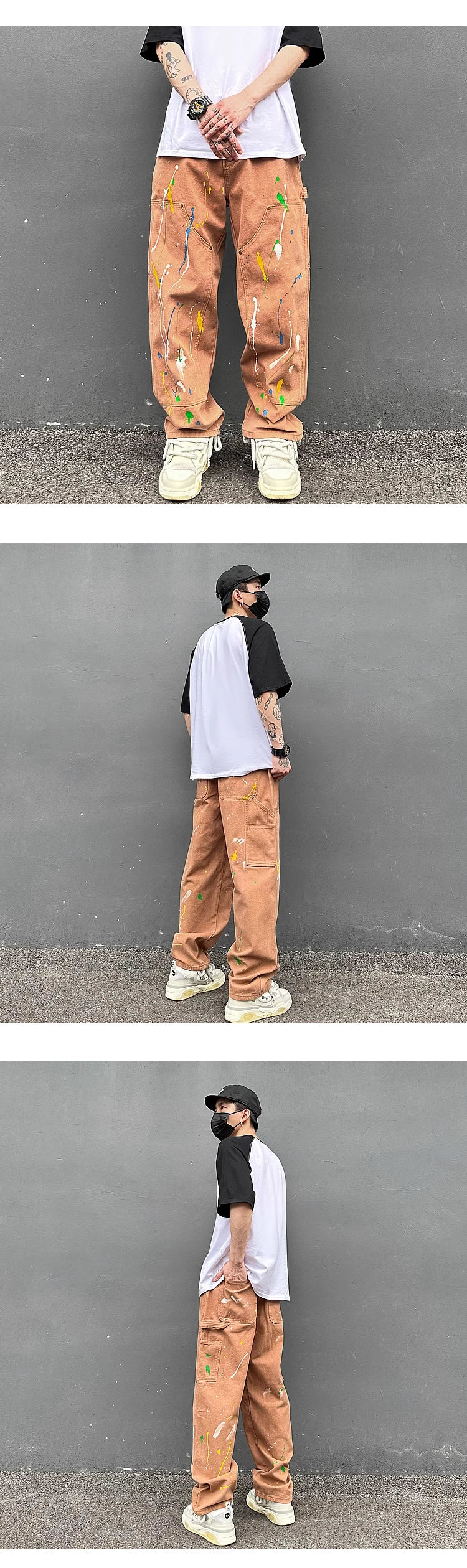 fashion graffiti printed denim jeans mens high street zipper straight jeans hip hop streetwear casual loose joggers jeans pants unique joggers style 1525