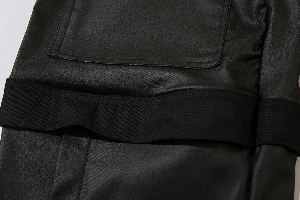 high street striped pu leather cargo pants mens harajuku straight ropa hombre loose overalls oversized casual trousers unique cargo style 5775