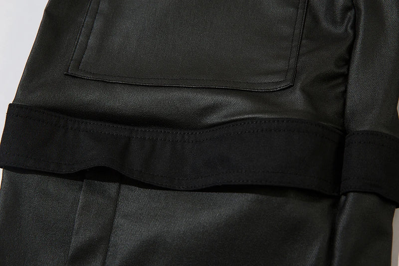 high street striped pu leather cargo pants mens harajuku straight ropa hombre loose overalls oversized casual trousers unique cargo style 5775