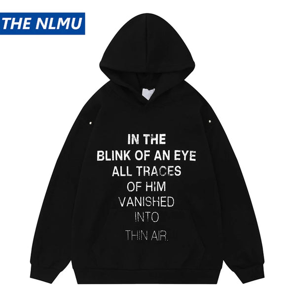 Men Hip Hop Hoodie Sweatshirt Streetwear 2024 Autumn Letter Graphic Ho