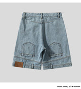 High Street Denim Short Retro Blue Jeans Summer New Men's Baggy Shorts Y2k Oversize Clothes Unisex Jeans