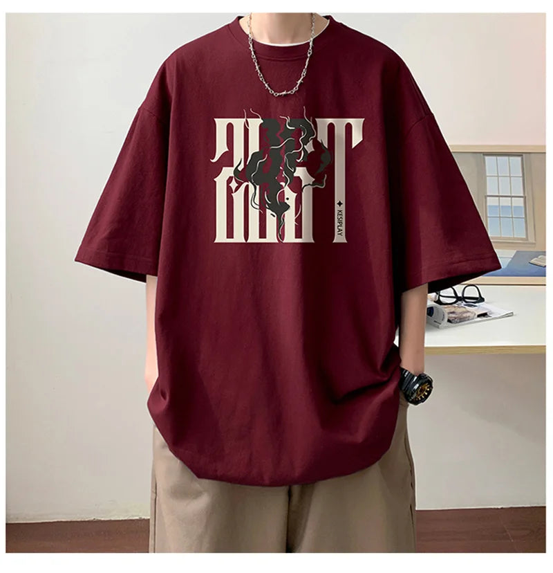 Y2k Crying character – 2024 New American Letter Print Short Sleeve Tee Shirt Mens