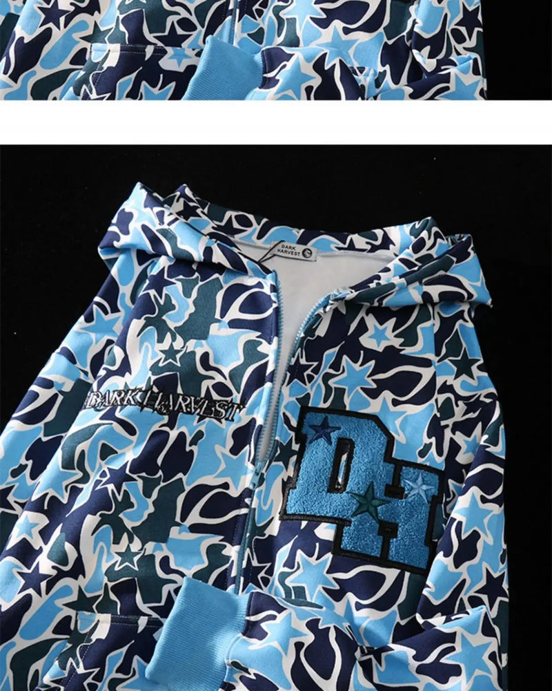 Skatercore Fit – Harajuku Demon Embroidery Hoodies Oversized Camouflage Sweat – Streetwear Fashion for Men & Women
