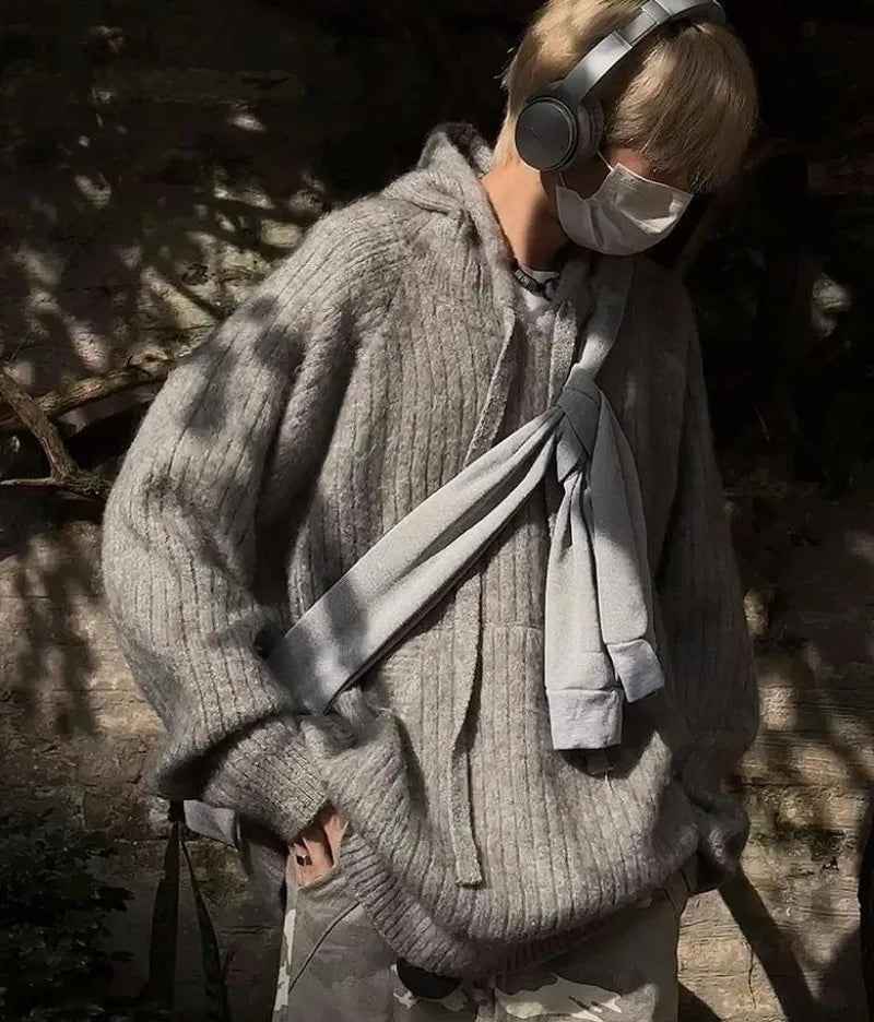 retro flame hoodie, high-street style, oversized streetwear hoodie for men, urban techwear fashion