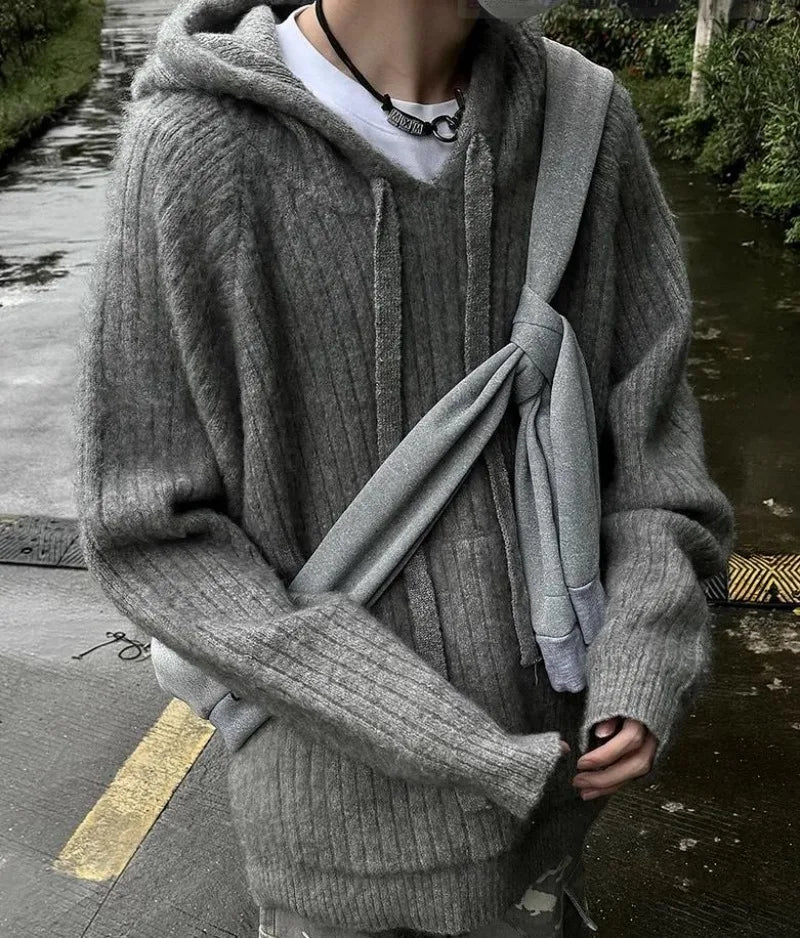 bold graphic pullover, layered streetwear look, soft knit pullover with flame design, y2k fashion statement