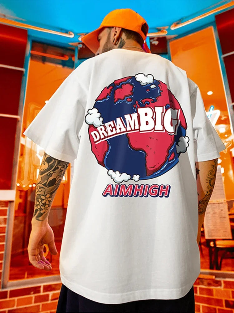 Skatercore Barcode glitch – Summer Funny Earth Printed T Shirt Men Creativity Oversized