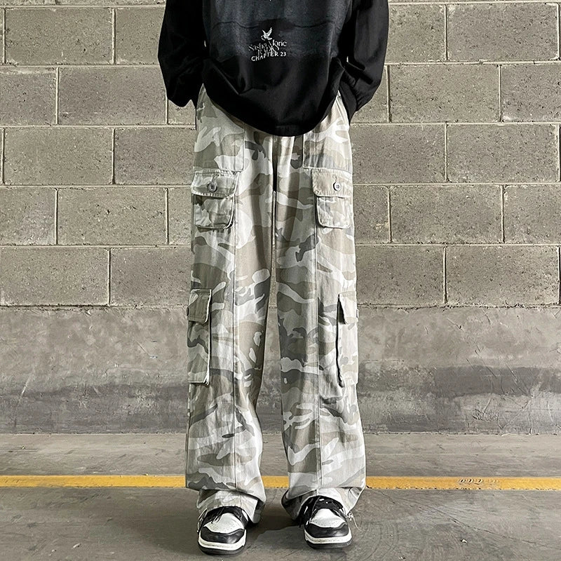 2023 new fashion side pocket camouflage baggy men cargo pants tactical clothing hip hop casual long trousers pantalones hombre unique cargo style 6031