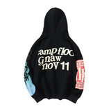 Hoodie Harajuku Letter Flame Foaming Retro Cartoon Round Neck Sweatshi