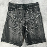 2024 new fashion comfortable versatile Gothic punk cross graphic print design casual denim short for men casual jorts shorts y2k