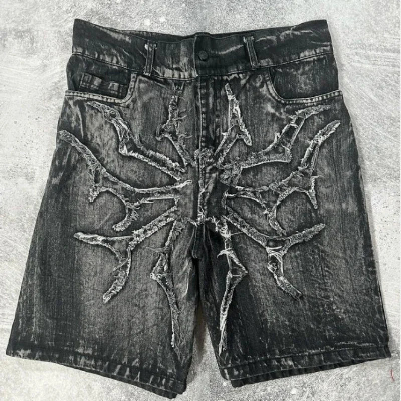2024 new fashion comfortable versatile Gothic punk cross graphic print design casual denim short for men casual jorts shorts y2k