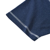 Glitchcore Melting smiley – Denim Blue Knitted Henry Collor T Shirt Men Vintage Topstitc