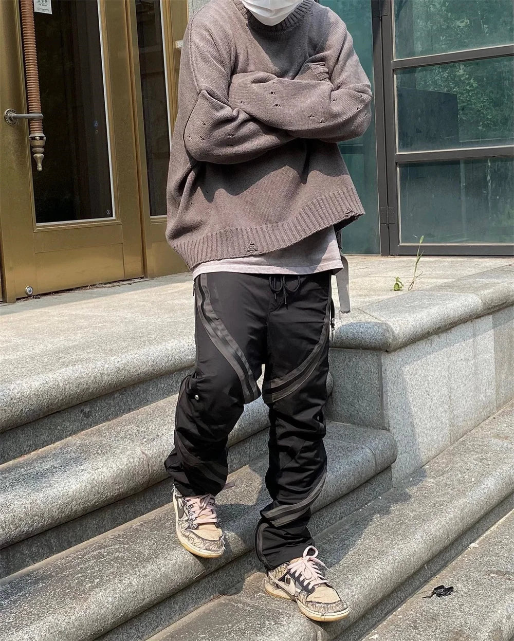 grunge oversized flame jumper built for warmth and edge, essential for winter street style, men’s streetwear clothing piece f