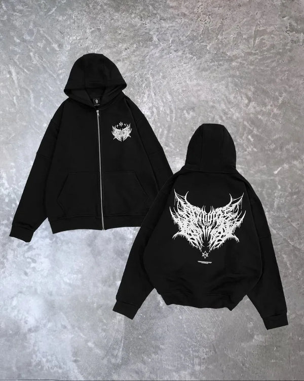 Y2K American Hip Hop Rock Dark Style Oversized Hoodie Men Street Haraj