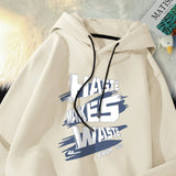 Haste Makes Waste Printed Hoody Man Personality Hip Hop Casual Pullover