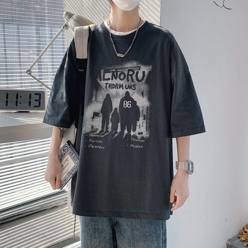 Cyberpunk Chrome print – New Anime Graphic Print Short Sleeve T Shirt For Men Hip Hop