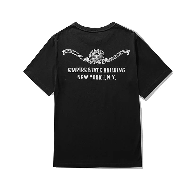 Harajuku Broken heart – Amekaji Vintage Cotton Printed T Shirt Men 2023 Spring Summe