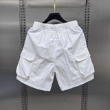 men shorts summer outdoor glossy cool feeling quick dry wide leg pants functional wind large pockets trendy men workwear shorts unique shorts style 1550