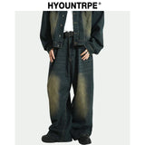 mens high street oversize pants casual harajuku retro washed zipper straight trousers hip hop fashion streetwear baggy joggers streetwear sweatpants