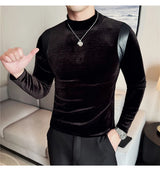 Trapwear Graphic tee – Turtleneck Stretch Slim Fit T Shirt Men Long Sleeve Thicken