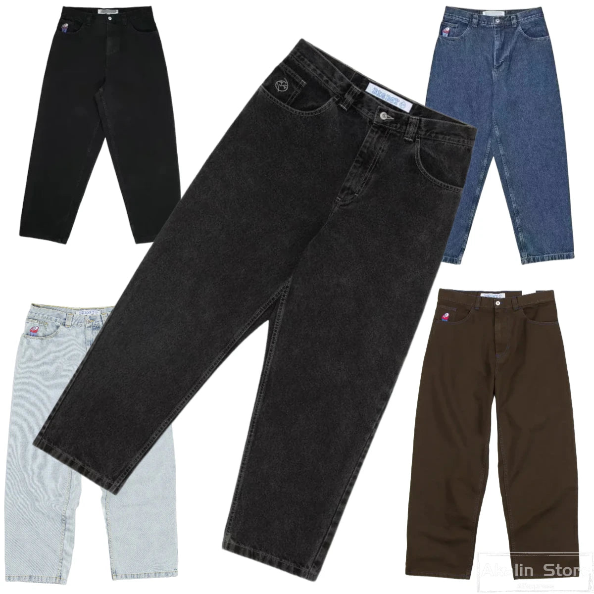 y2k gothic polar big boy baggy jeans cartoon embroidery streetwear mens womens fashion denim pants hot sell wide leg trouser unique jeans style 4855