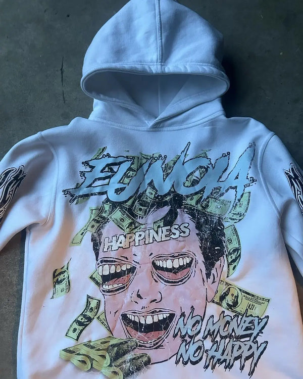 Anime Aesthetic Tee – Harajuku Money Face Print Hoodies Women Graphic Y2K Top Over – Streetwear Fashion for Men & Women