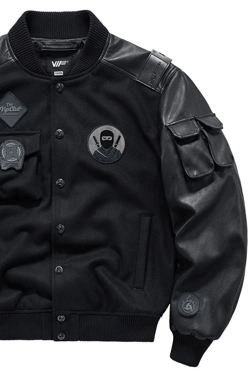 Autumn/Winter Baseball Suit Men's Wool Heavy Work Coat Ninja Embroidered American Retro Flying jackets for men leather jacket