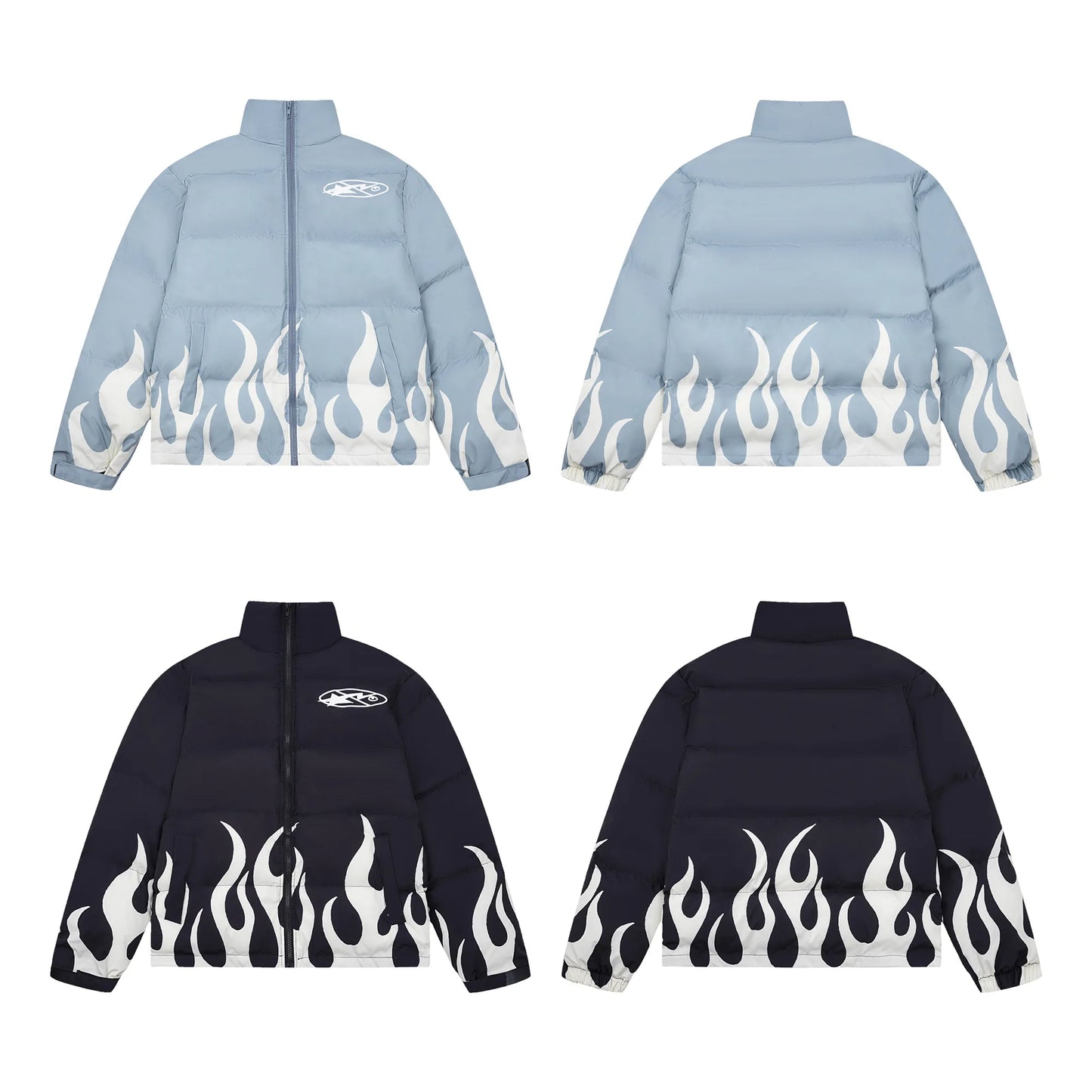 hip hop fire printed jacket parka streetwear mens windbreaker harajuku new cotton padded zipper coat outerwear hipster nan fa - variant style 66c500 for streetwear fashion