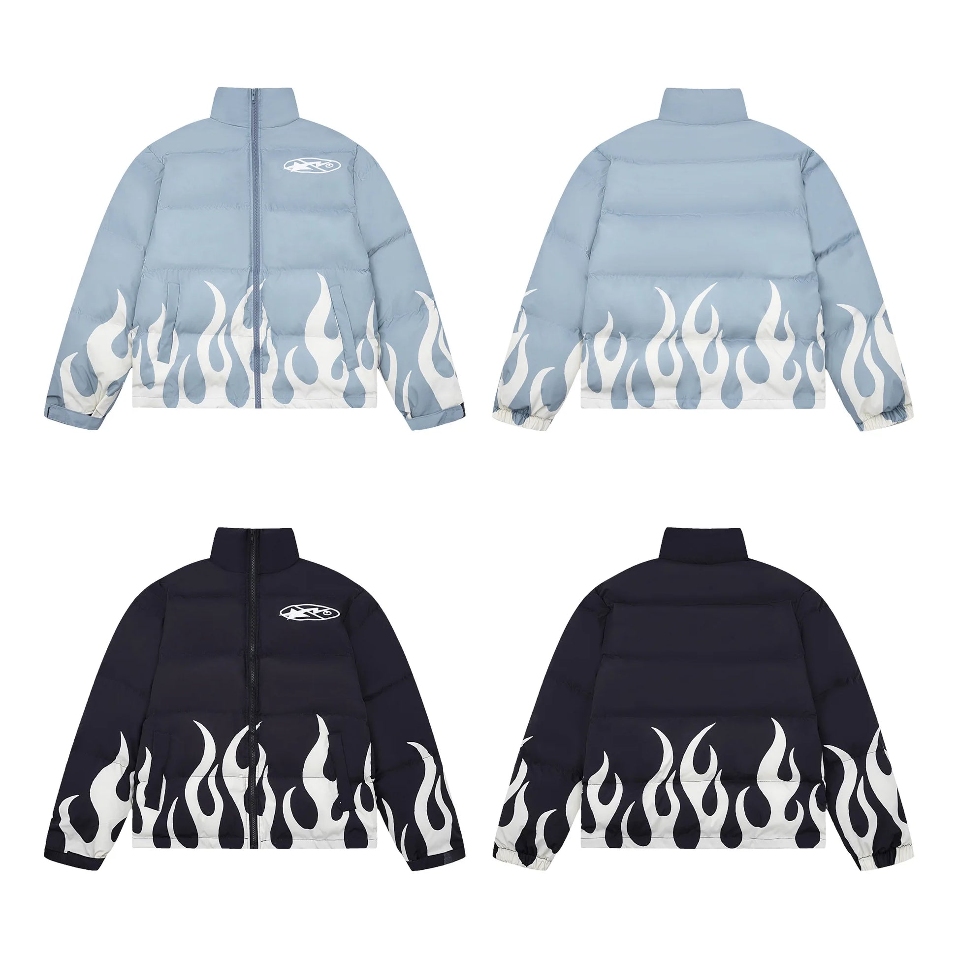 hip hop fire printed jacket parka streetwear mens windbreaker harajuku new cotton padded zipper coat outerwear hipster nan fa - variant style 66c500 for streetwear fashion