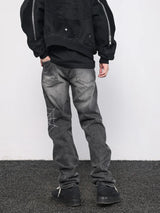 mens hip hop streetwear denim pants cobweb embroidery denim pants 2023 harajuku zipper cotton joggers jeans trousers harem pants urban active pants