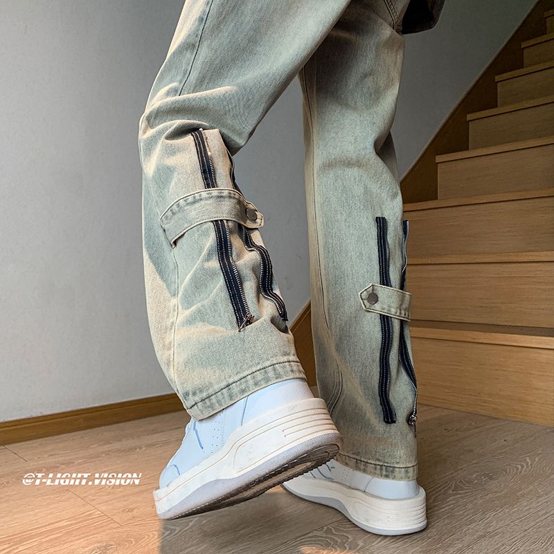 2023 summer new light luxury fashion pants comfortable casual jeans men straight trousers boutique clothing simple style unique jeans style 3921