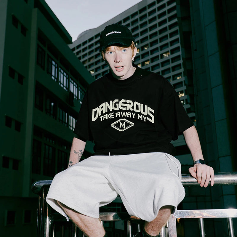Harajuku Aesthetic piece – Japanese Loose Turtleneck Mens Printed Short Sleeved T Shirt