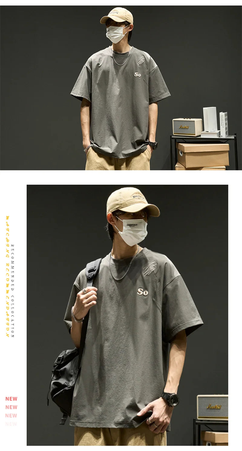 Trapwear Crying character – Summer Mens Embroidered Short Sleeve T Shirts 2024 New Oversized