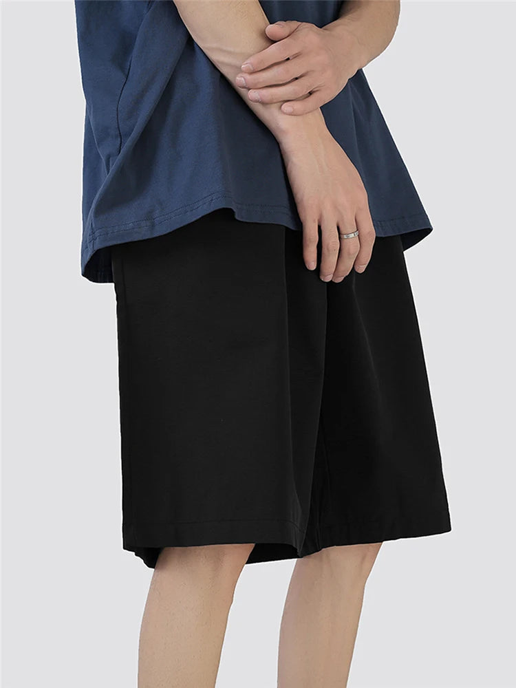 summer mens solid color straight shorts 2024 casual y2k wide leg short pants casual streetwear sweat baggy bermudas hombre unique shorts style 3338