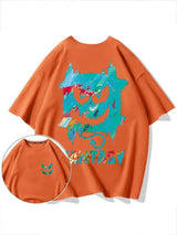 Skatercore Chrome print – Harajuku Devil Graffiti Print Oversized Tee Shirts Men Summer
