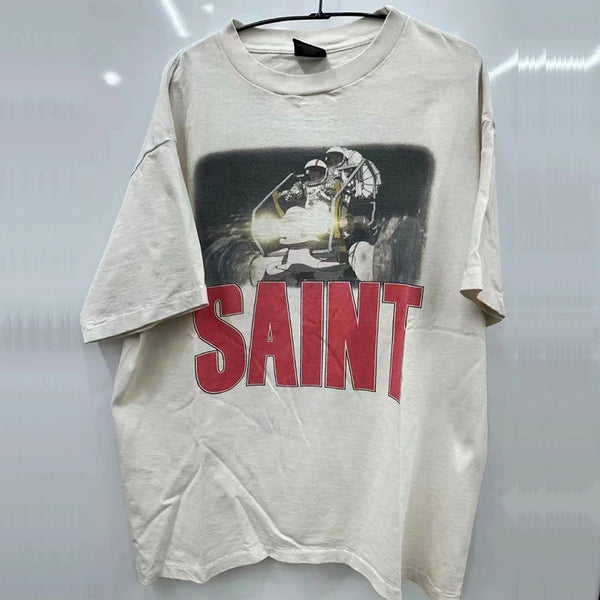 Harajuku Oversized Shirt – Saint Short Sleeve Top Tees Men Woman Best Quality Space Exp – Urban Streetwear for Men & Women