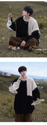 oversized flame knit top, unisex streetwear inspired by 2025 fashion trends, mens fashion layer for modern streetwear collect