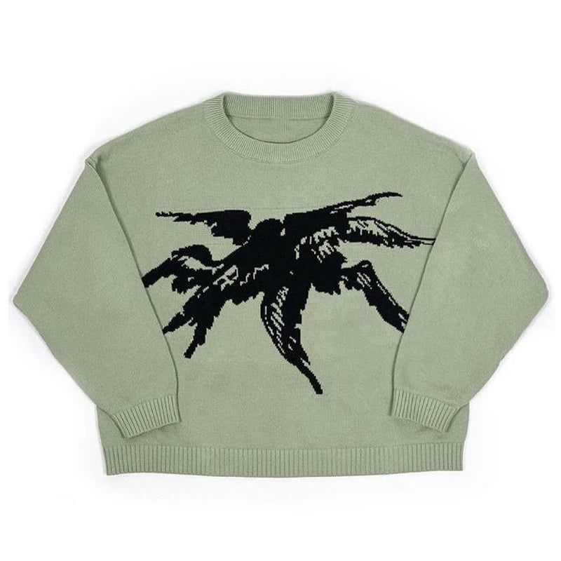 grunge knit sweater with heavyweight fabric, layered urban look for cold weather, street fashion menswear trend for seasonal 