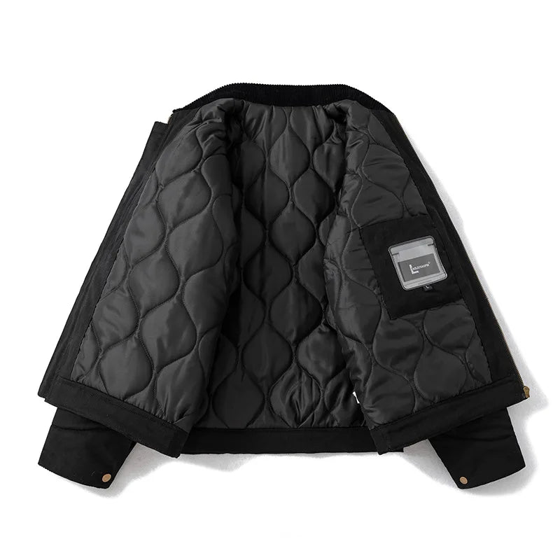 leather varsity coat, fall winter style, men's streetwear fashion, oversized urban jacket, high quality cold-weather coat