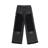 hip hop graffiti black wide leg jeans mens vintage distressed patches ink splashed jeans y2k logging cargo denim trousers women unique cargo style 4508