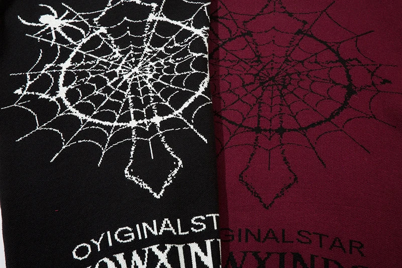 hip hop knitted sweater men winter o neck anime spider web pattern pullover streetwear casual loose sweater warm jumper knitwear 1 high quality cotton pullover, unique limited edition hoodie, urban wear with bold artwork