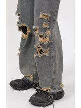 rainbowtouches 2022 men washed jeans vintage high street hole design fashion jeans popular loose straight hip hop long pants unique jeans style 4961
