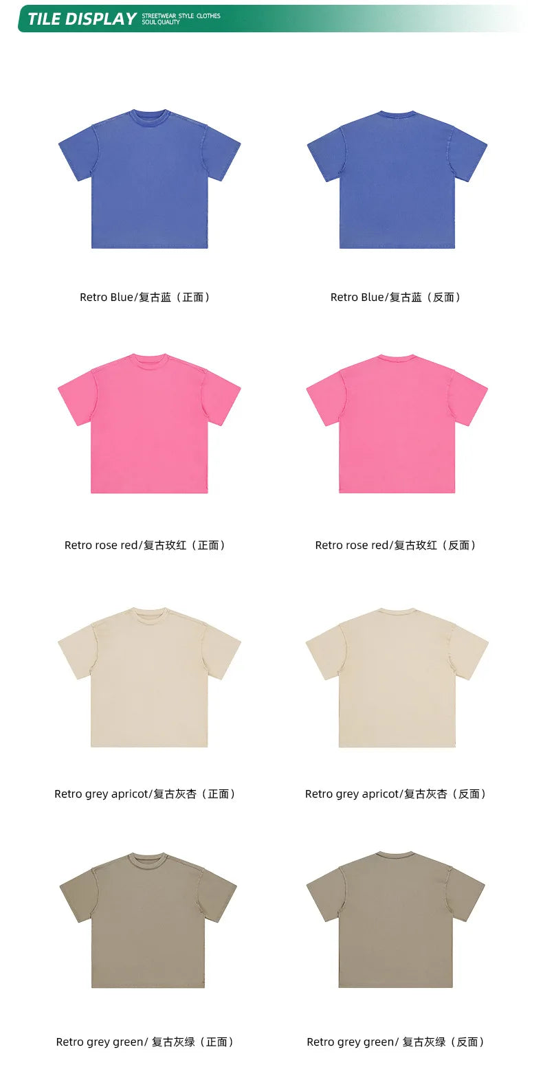 Skatercore Chrome logo – 2024 Summer New Washed Oversized Tshirt Worn Out Retro Distr