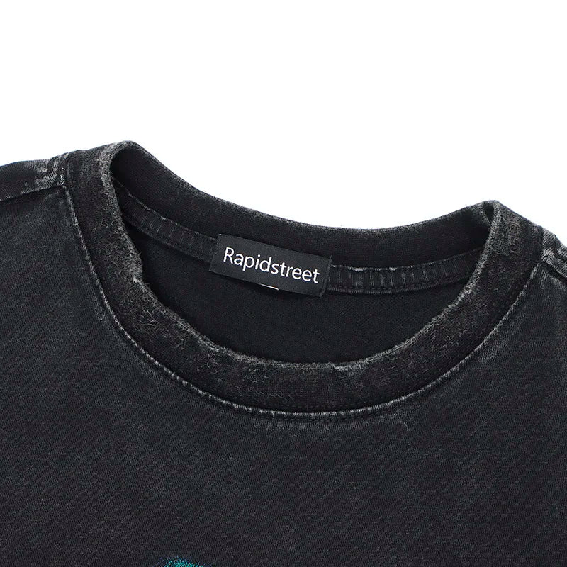 Sadcore Streetwear top – Vintage Punk Men Oversize Tshirt Streetwear Hiphop Abstract