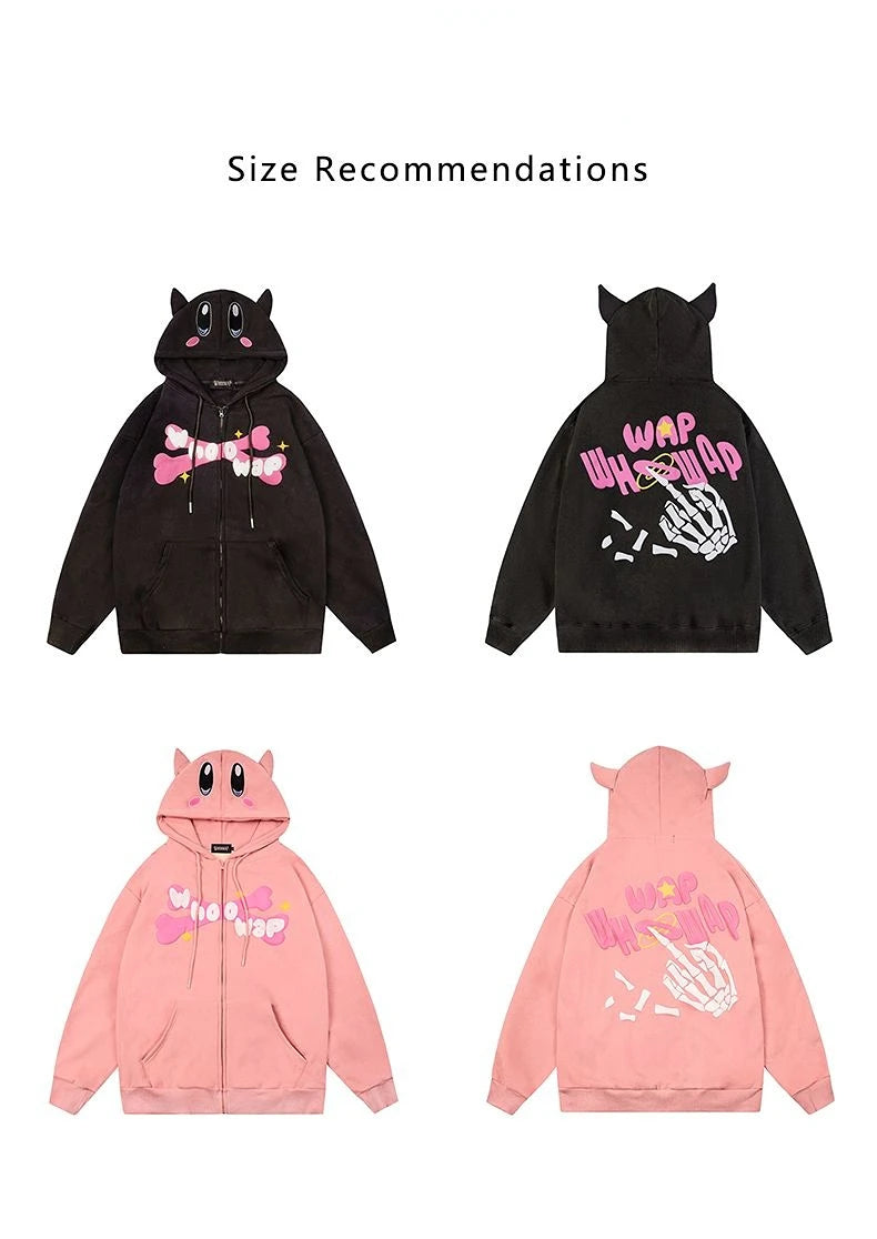 Harajuku Tee – Harajuku Devil Embroidery Hoodies Women Japanese Sweet Stree – Streetwear Fashion for Men & Women