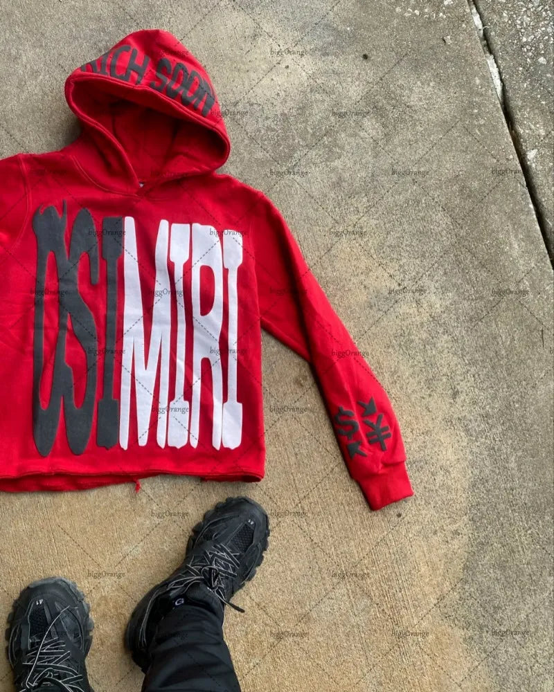 2023 New Fashion Streetwear Letters Oversized Print Pullover Hoodie Me