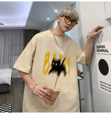 Cyberpunk Aesthetic piece – Japanese Fun And Trendy Cat Print New Short Sleeved T Shirts