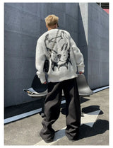 grunge knit pullover for fall and winter, oversized aesthetic with urban style, mens fashion layer for modern streetwear coll